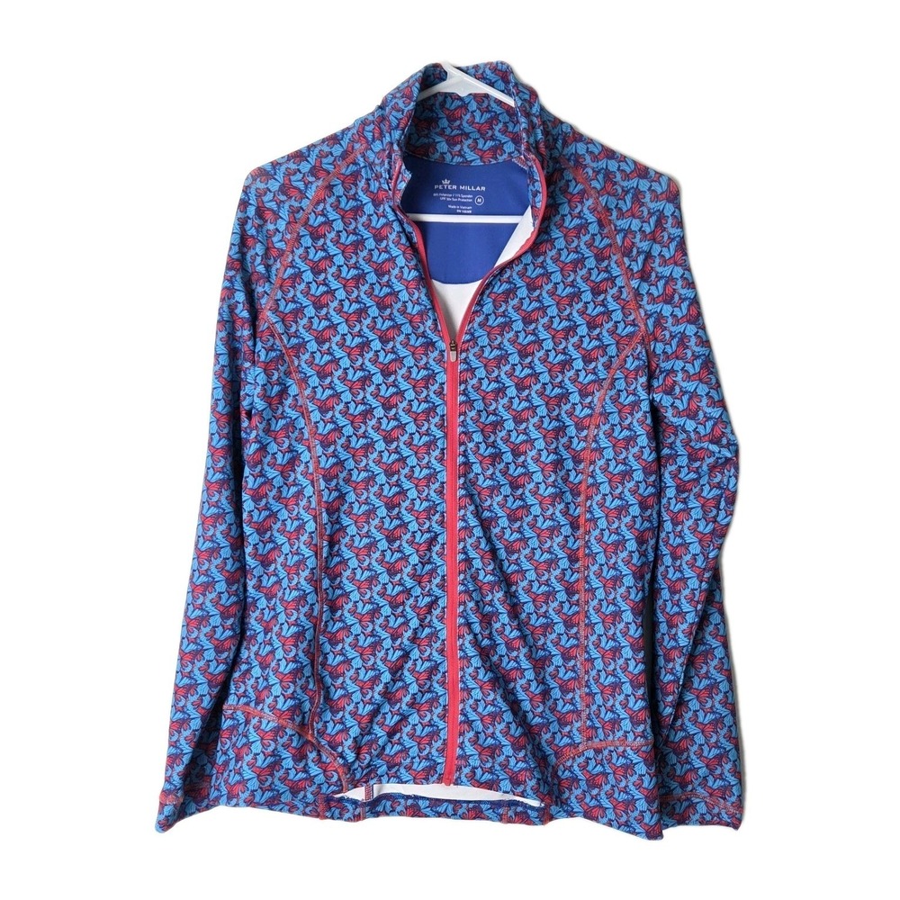 Peter Millar Butterfly Full Zip Jacket UPF 50+ Women's size M Performance Blue